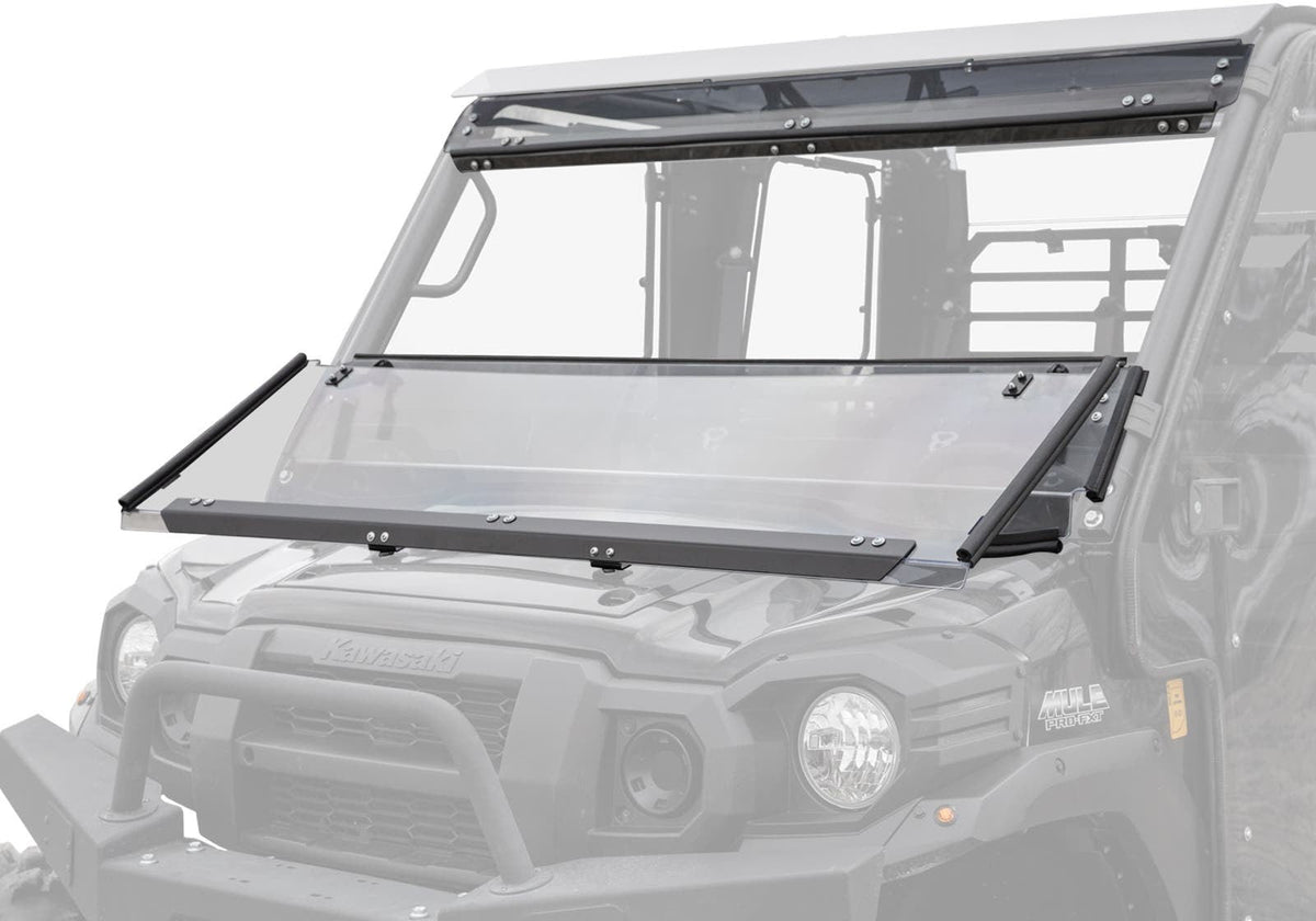 Kawasaki Mule Pro FXT with 3-in-1 windshield and utility accessories