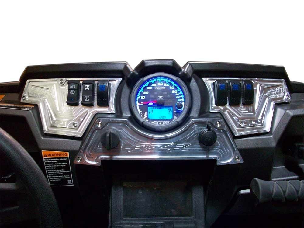 XP1000 3-Piece Billet Aluminum Dash Panel with Switches - Silver