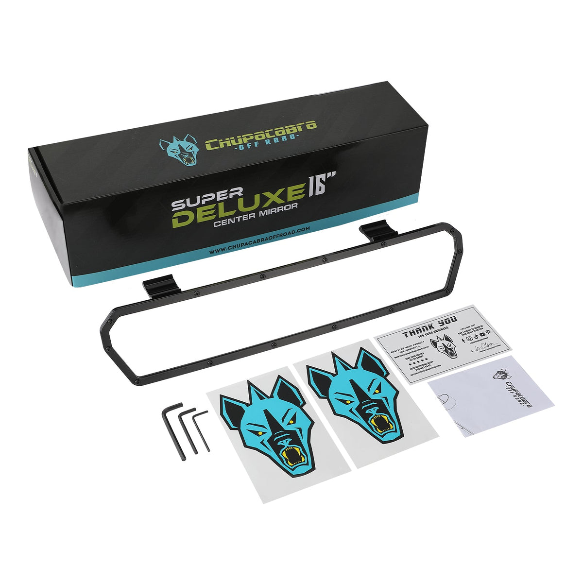 Super DELUXE 16” Offroad UTV Center Rearview Mirror - Huge Field of Vision + Durable Aluminum (2024)