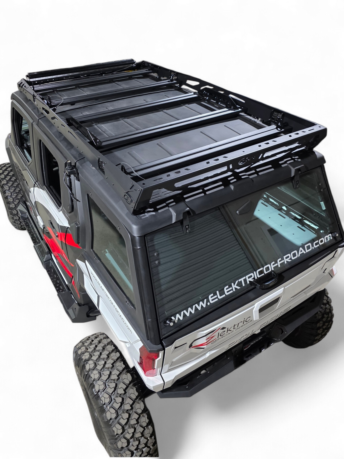 2024+ Polaris Xpedition ADV5 4-Seat Roof Rack vehicle with roof rack rear angle — Elektric Offroad