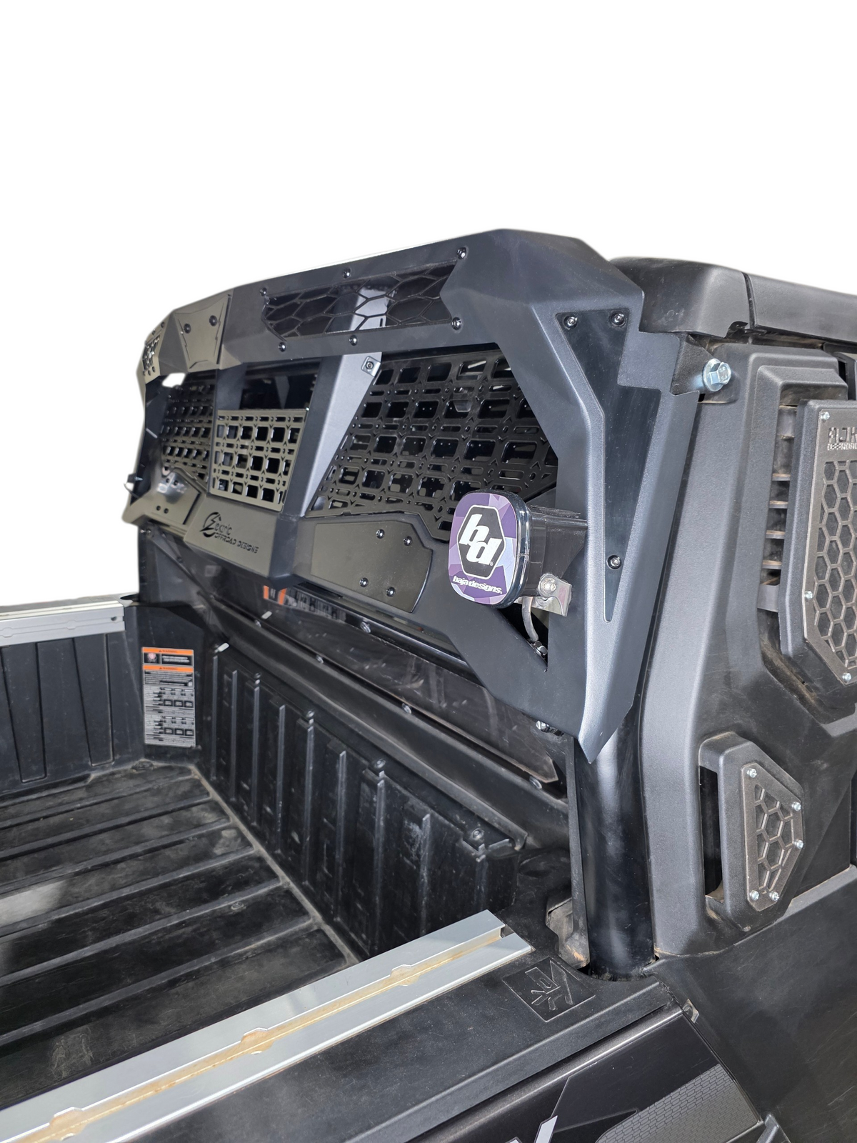 2024+ Polaris Xpedition XP Headache Rack rack installed bed-side view — Elektric Offroad