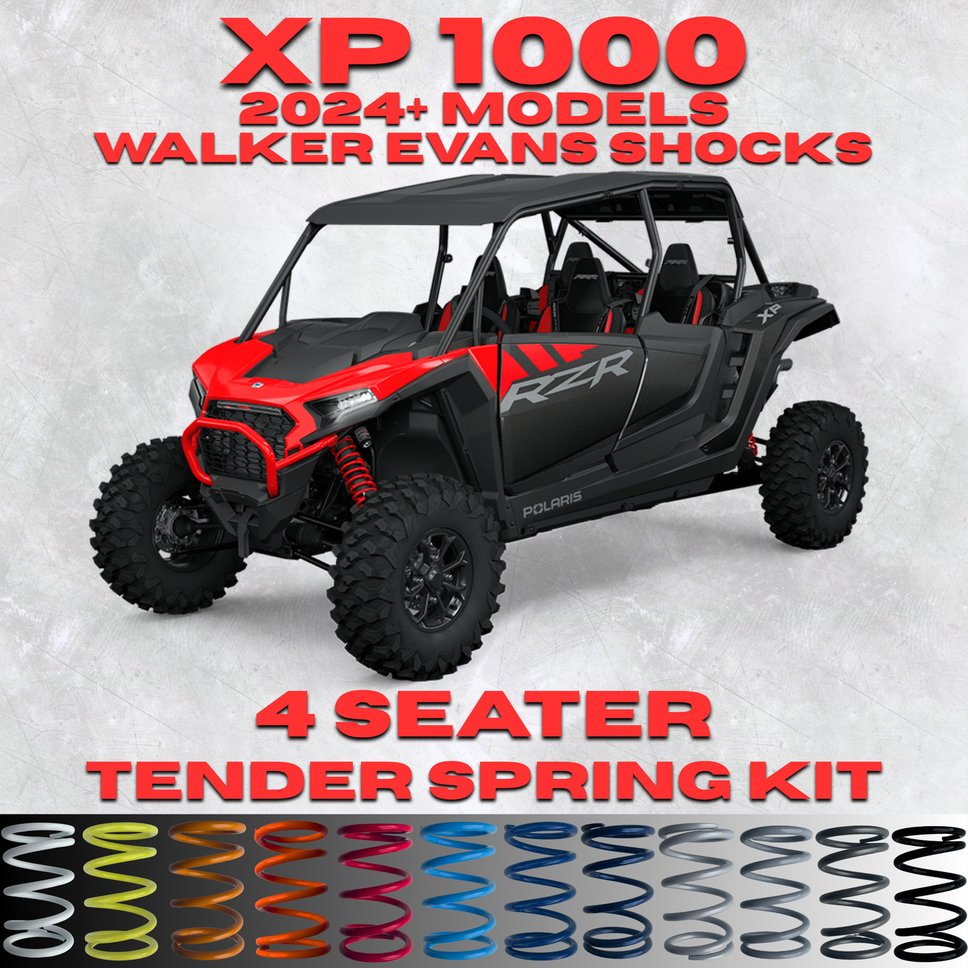AllThingz UTV Polaris RZR XP 1000 4 Seater Tender Spring Kit - 2-3" Lift + 80% Better Ride (2024+)