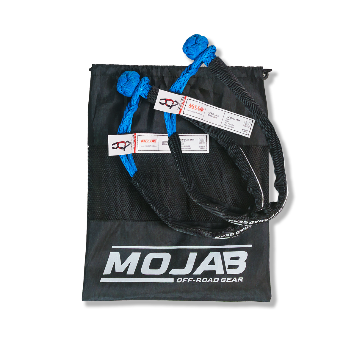 Photo of Soft Shackle 1/4'' x 24'' with sleeve and bag (Set of 2 Shackles) (Lifetime Warranty) by MOJAB OFFROAD - Premium for UTVs / Side by Sides