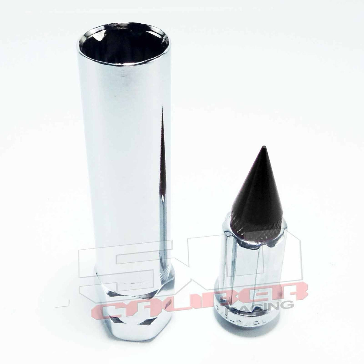 50 Caliber Racing 12 x 1.5 mm Chrome Spiked Lug Nuts Anodized - 16 Pack