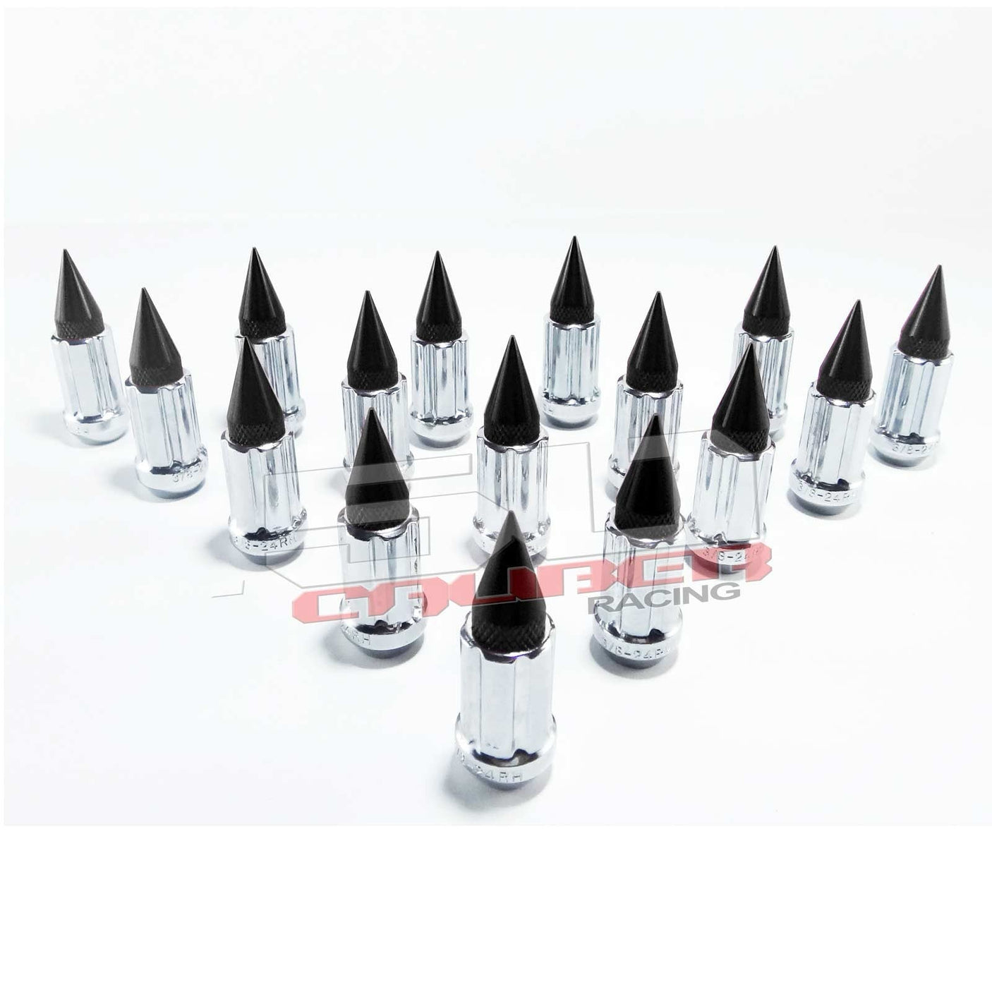 3/8 x 24 Chrome Spiked Lug Nuts - 16 Pack