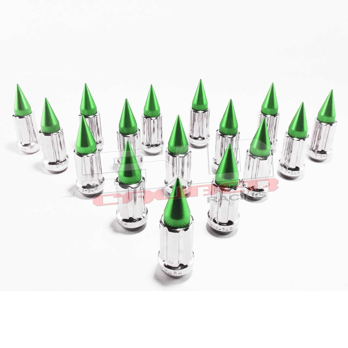 3/8 x 24 Chrome Spiked Lug Nuts - 16 Pack