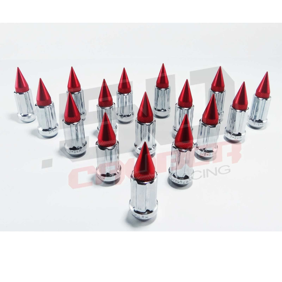 3/8 x 24 Chrome Spiked Lug Nuts - 16 Pack