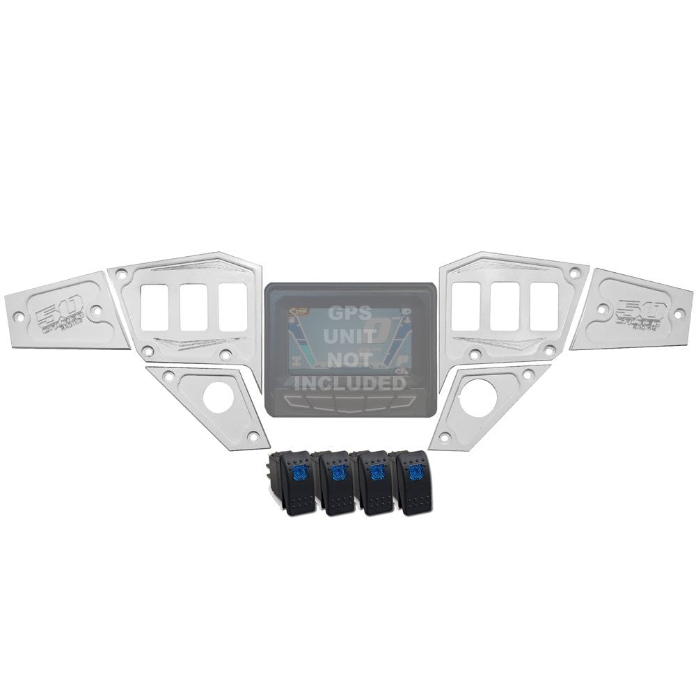 50 Caliber Racing RZR Dash Panel Digital GPS 6 Piece with Switches