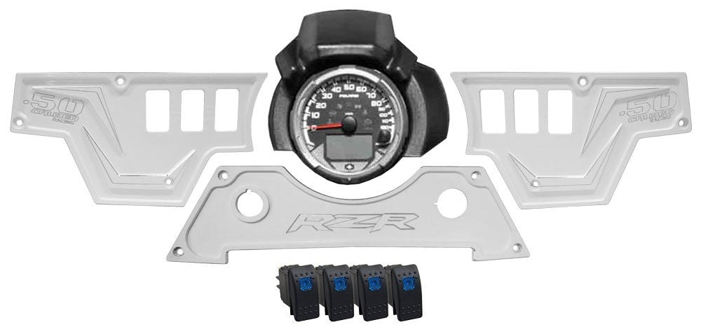 3-Piece Billet Aluminum Dash Panel with 6 Switches for RZR XP 1000 (White)