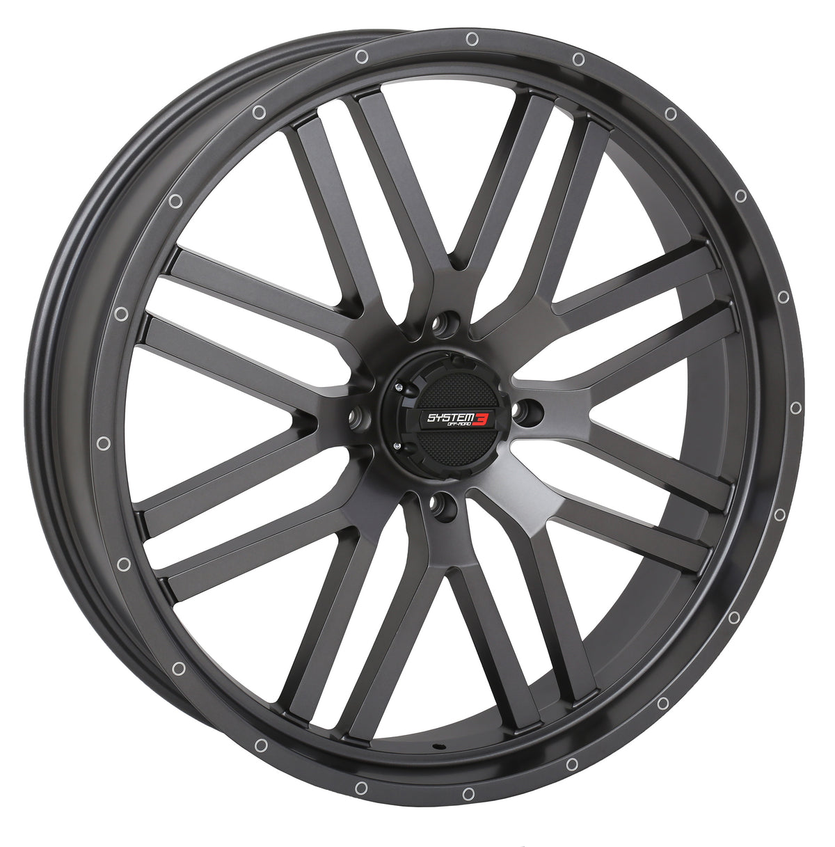 Photo of ST3 WHEEL 24X7 4+2.5 (+10MM) 4/137 MATTE GUNMETAL GREY by SYSTEM 3 - Premium Wheels for UTVs / Side by Sides