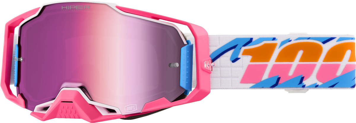 100% Armega HiPER Goggles - Lefreak HiPER Pink Mirror Lens