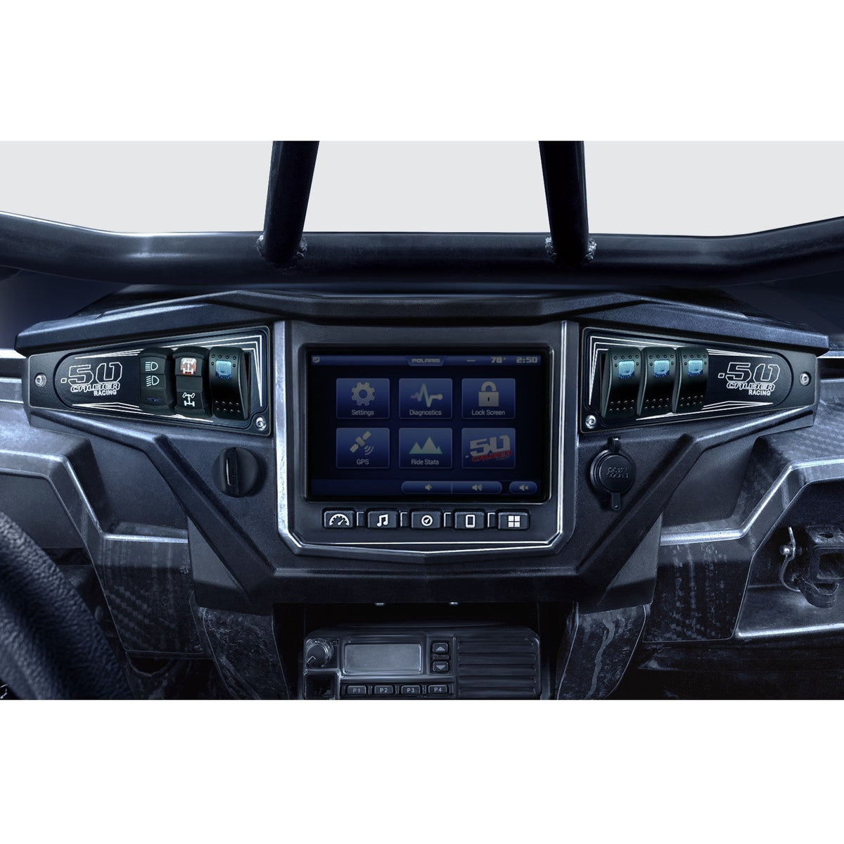 50 Caliber Racing Polaris RZR XP1000 Ride Command 6-Switch CNC Billet Dash Panel - Multiple Colors + Optional Switches (