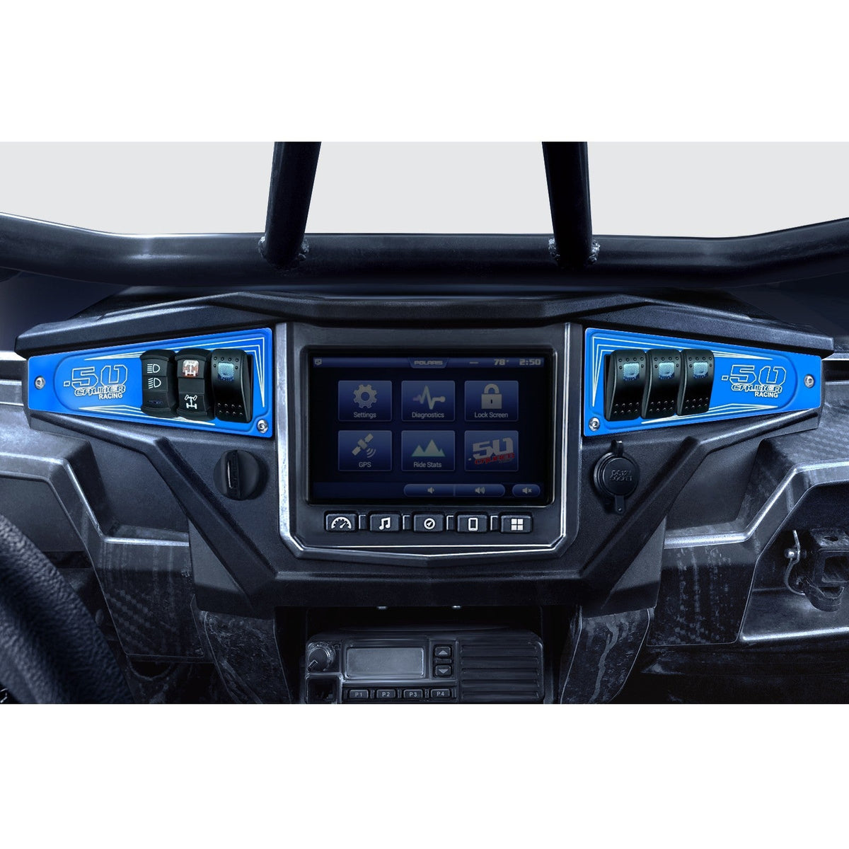 50 Caliber Racing Polaris RZR XP1000 Ride Command 6-Switch CNC Billet Dash Panel - Multiple Colors + Optional Switches (