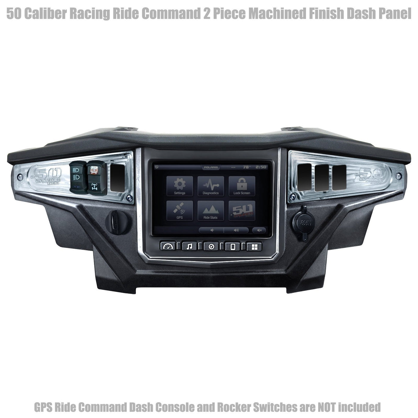 50 Caliber Racing Polaris RZR XP1000 Ride Command 6-Switch CNC Billet Dash Panel - Multiple Colors + Optional Switches (