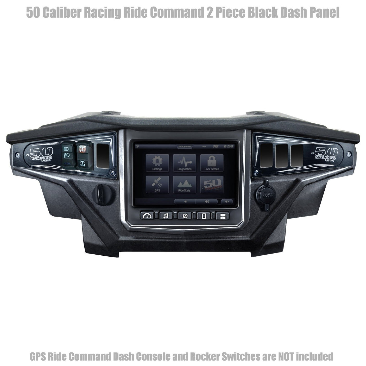 50 Caliber Racing Polaris RZR XP1000 Ride Command 6-Switch CNC Billet Dash Panel - Multiple Colors + Optional Switches (