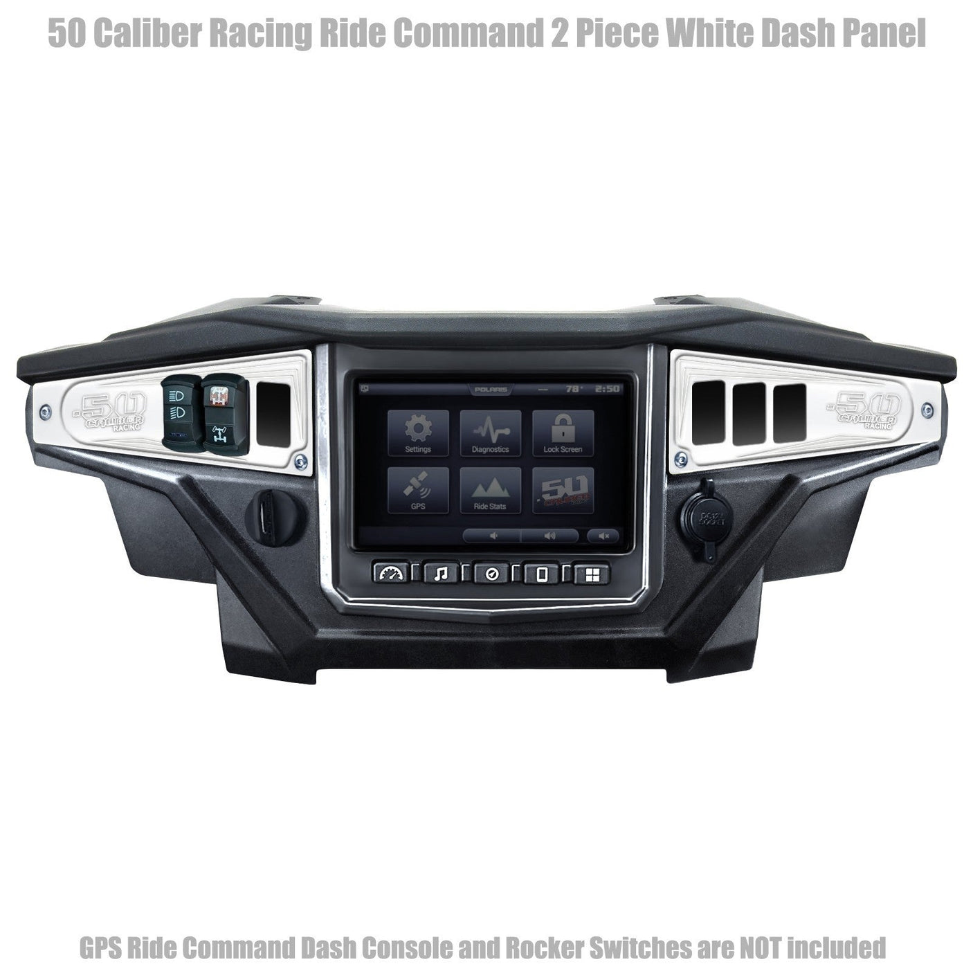 50 Caliber Racing Polaris RZR XP1000 Ride Command 6-Switch CNC Billet Dash Panel - Multiple Colors + Optional Switches (