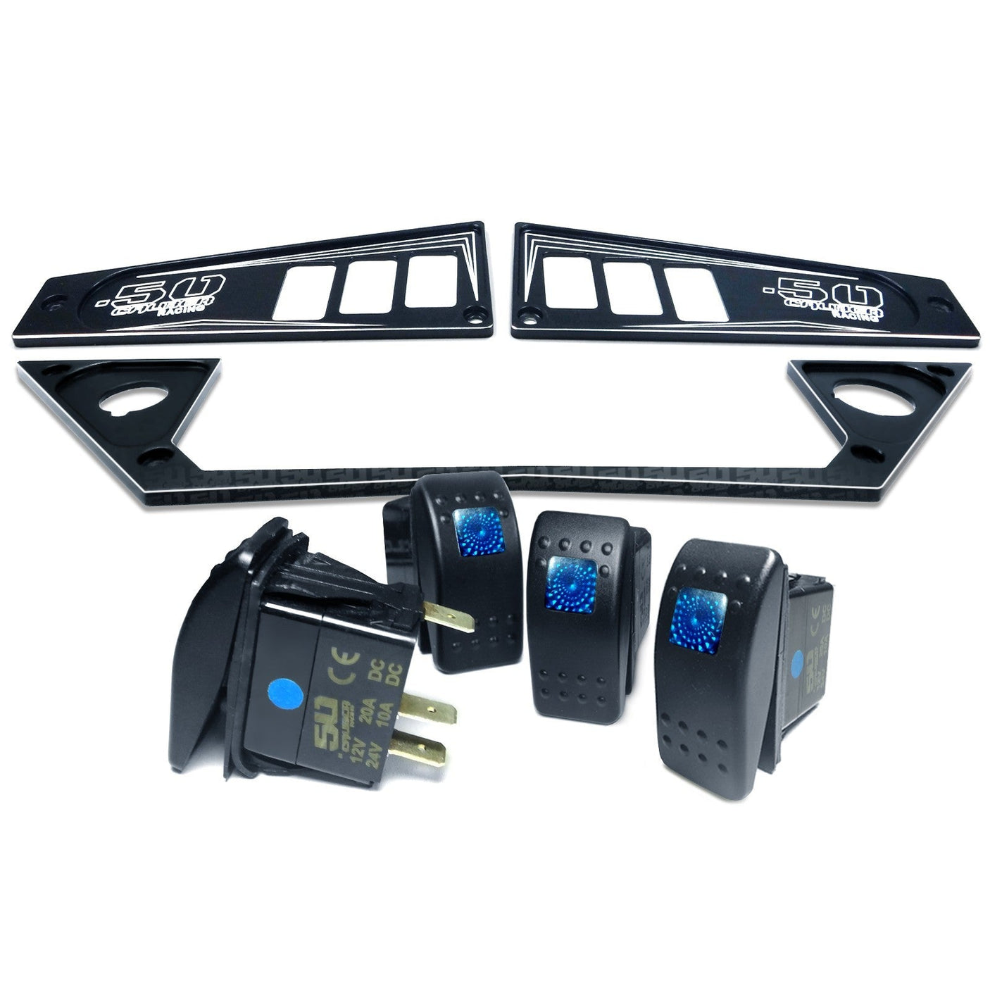 Polaris RZR XP1000 Ride Command 6-Switch CNC Billet Dash Panel - Multiple Colors + Optional Switches (2017+)