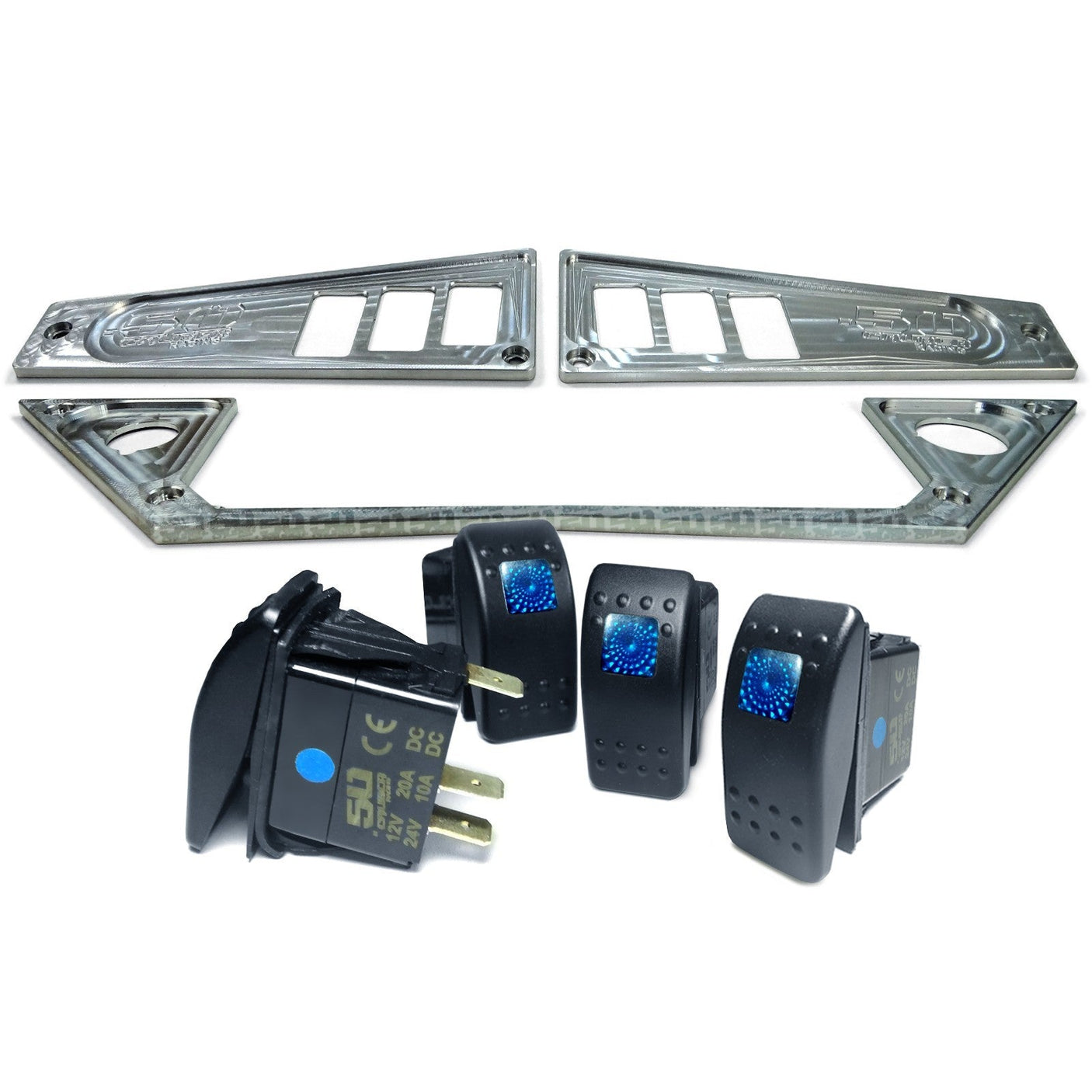 Polaris RZR XP1000 Ride Command 6-Switch CNC Billet Dash Panel - Multiple Colors + Optional Switches (2017+)