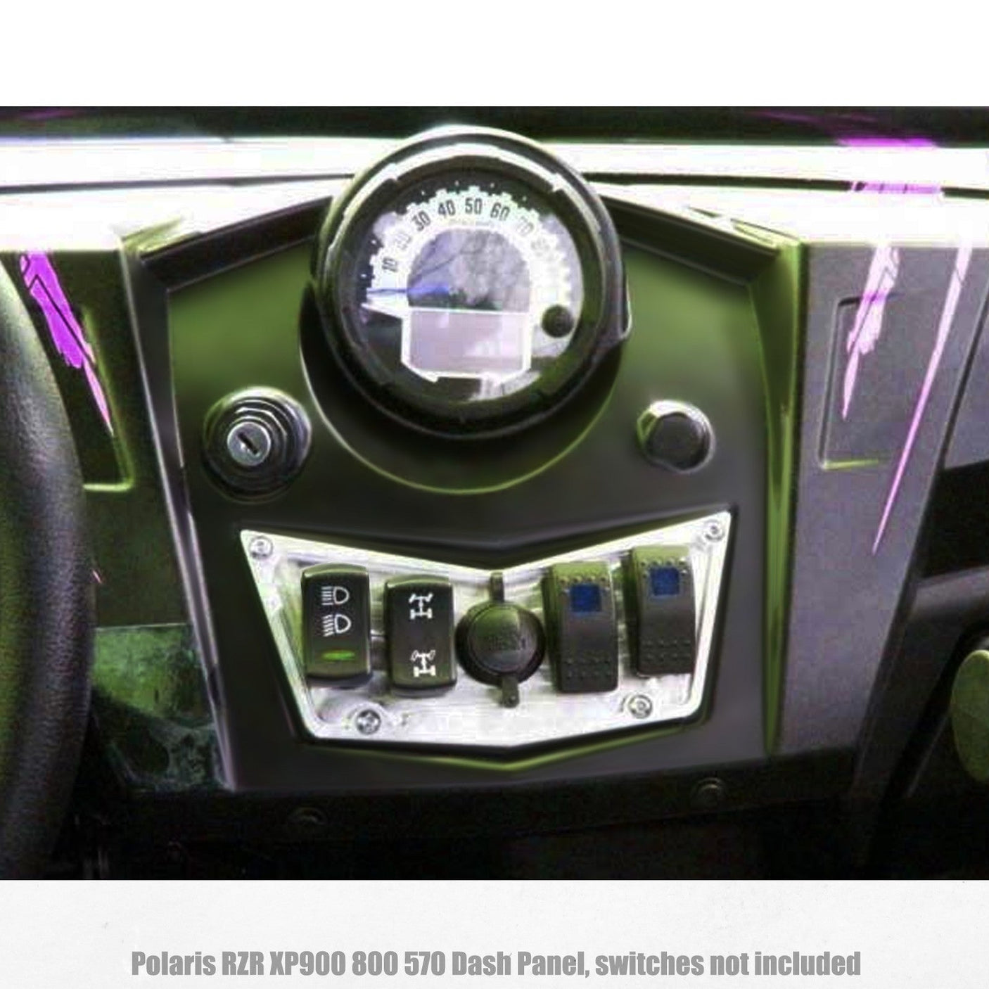 50 Caliber Racing Polaris RZR XP900 800 570 4 Switch Dash Panel - Black Billet Aluminum