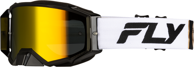 Photo of FLY RACING ZONE PRO GOGGLE WHITE/BLK/GOLD W/ GOLD MIRROR/SMOKE LENS by FLY RACING - Premium Eyewear for UTVs / Side by Sides