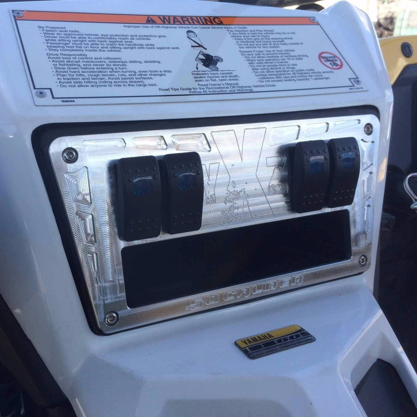 50 Caliber Racing YXZ 1000R Custom CNC 4 Switch Dash Panel