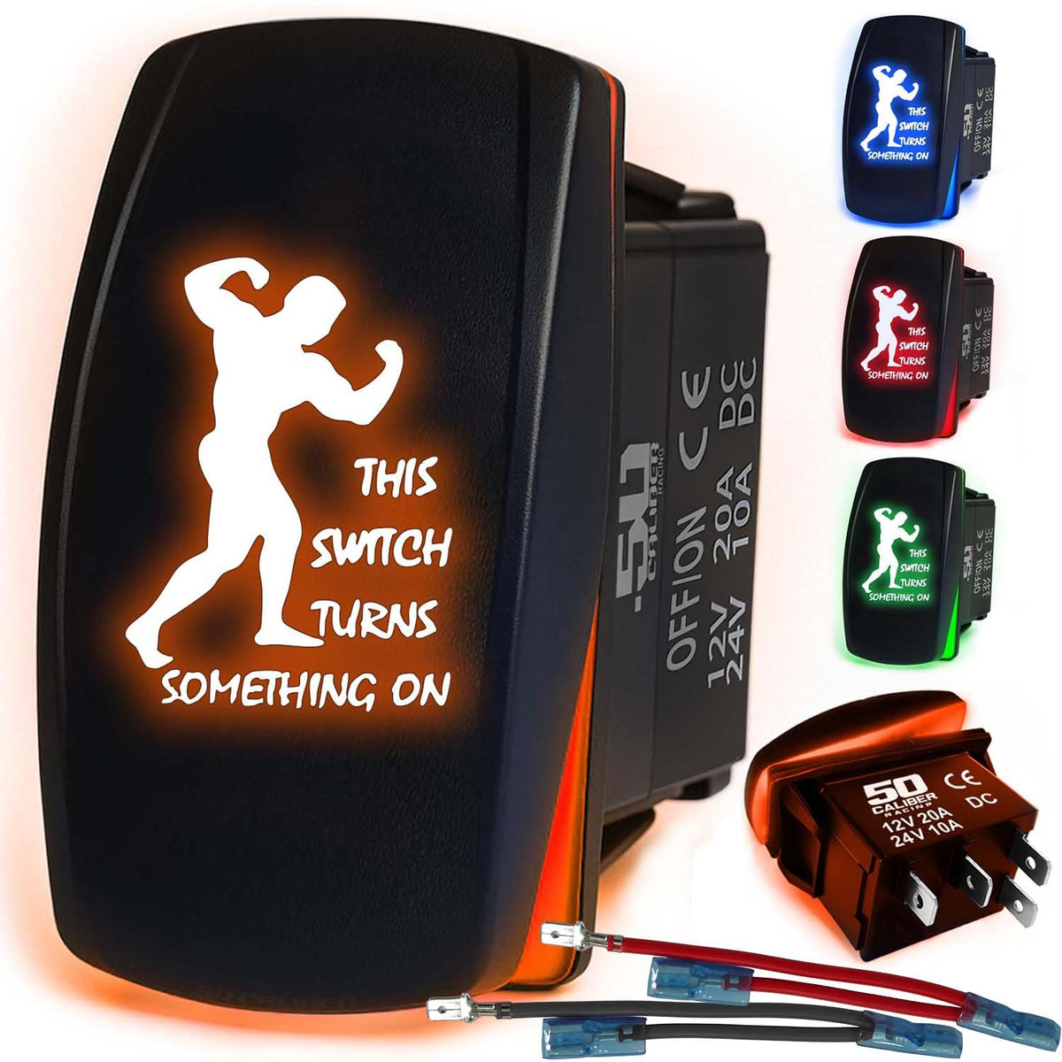 Waterproof Funny Rocker Switch - 12V ON/Off, LED Backlit with Custom Etched Design | R1 Industries
