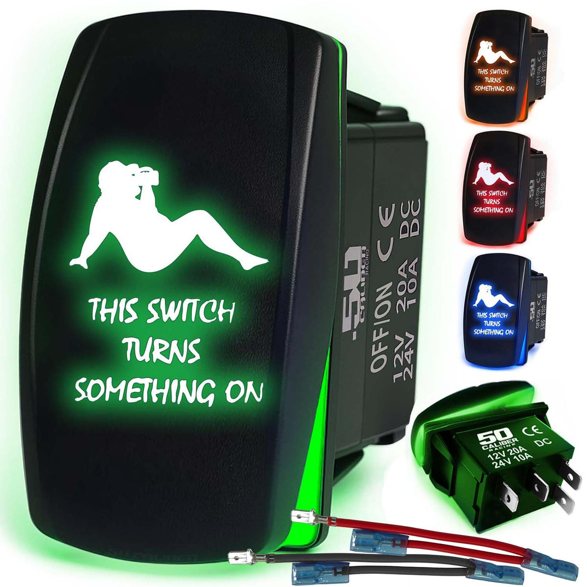 Waterproof Funny Rocker Switch - 12V ON/Off, LED Backlit with Custom Etched Design | R1 Industries
