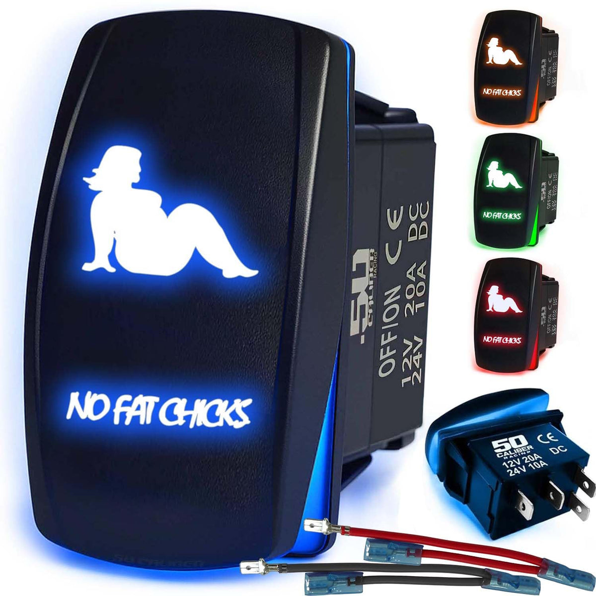 Waterproof Funny Rocker Switch - 12V ON/Off, LED Backlit with Custom Etched Design | R1 Industries