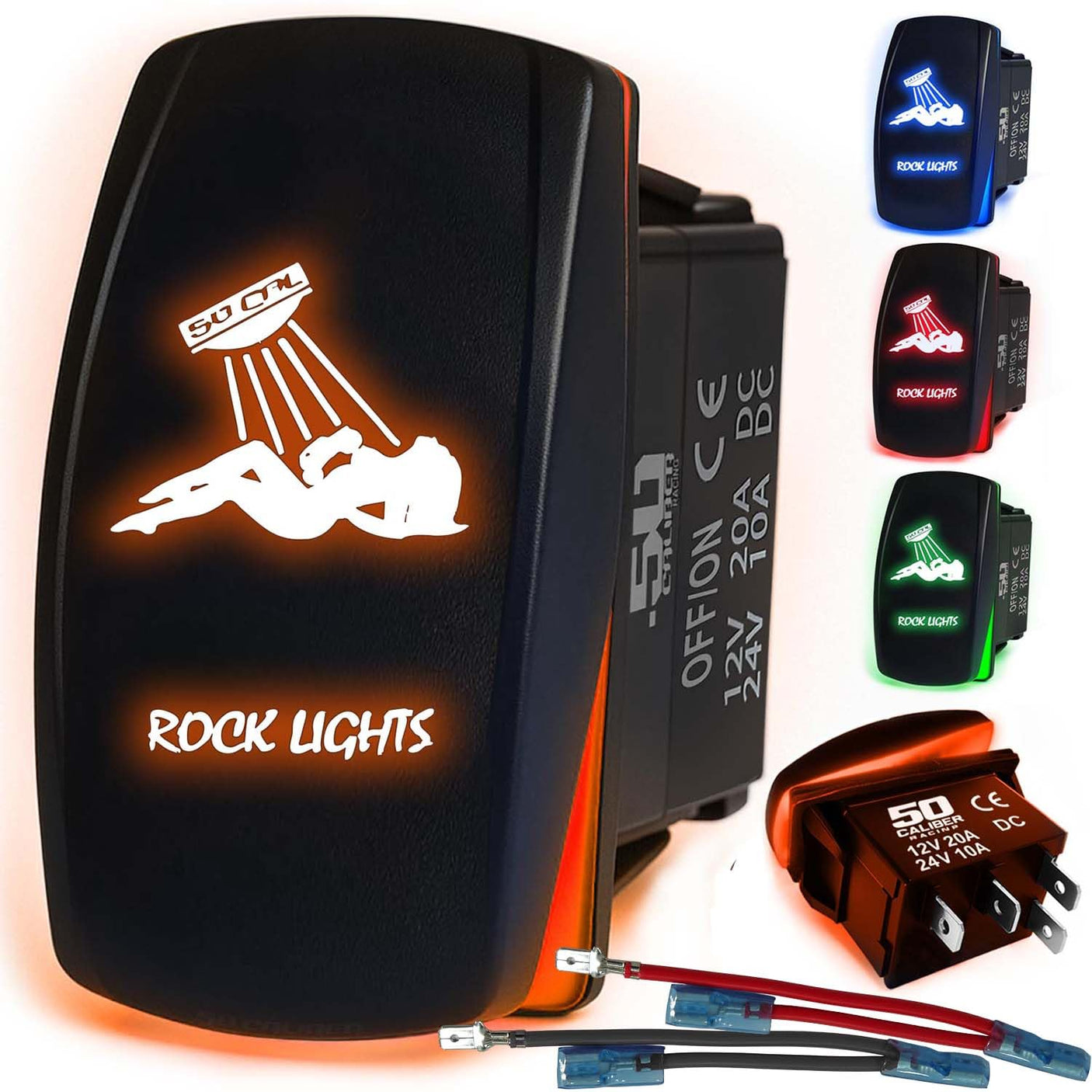 Waterproof Funny Rocker Switch - 12V ON/Off, LED Backlit with Custom Etched Design | R1 Industries