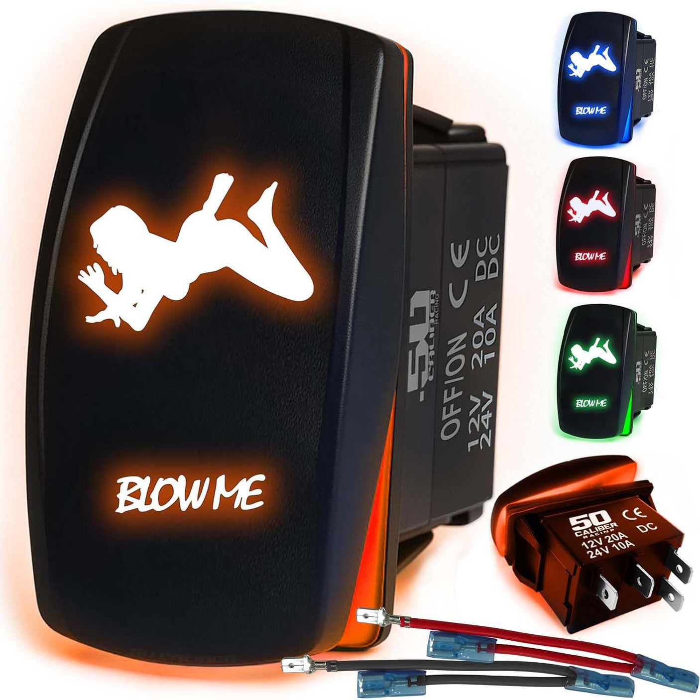 Waterproof Funny Rocker Switch - 12V ON/Off, LED Backlit with Custom Etched Design | R1 Industries