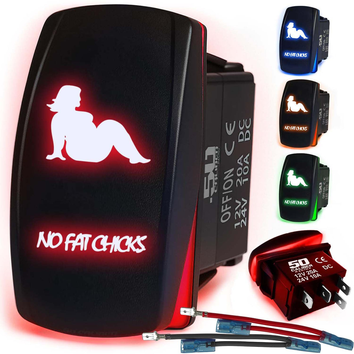 Waterproof Funny Rocker Switch - 12V ON/Off, LED Backlit with Custom Etched Design | R1 Industries