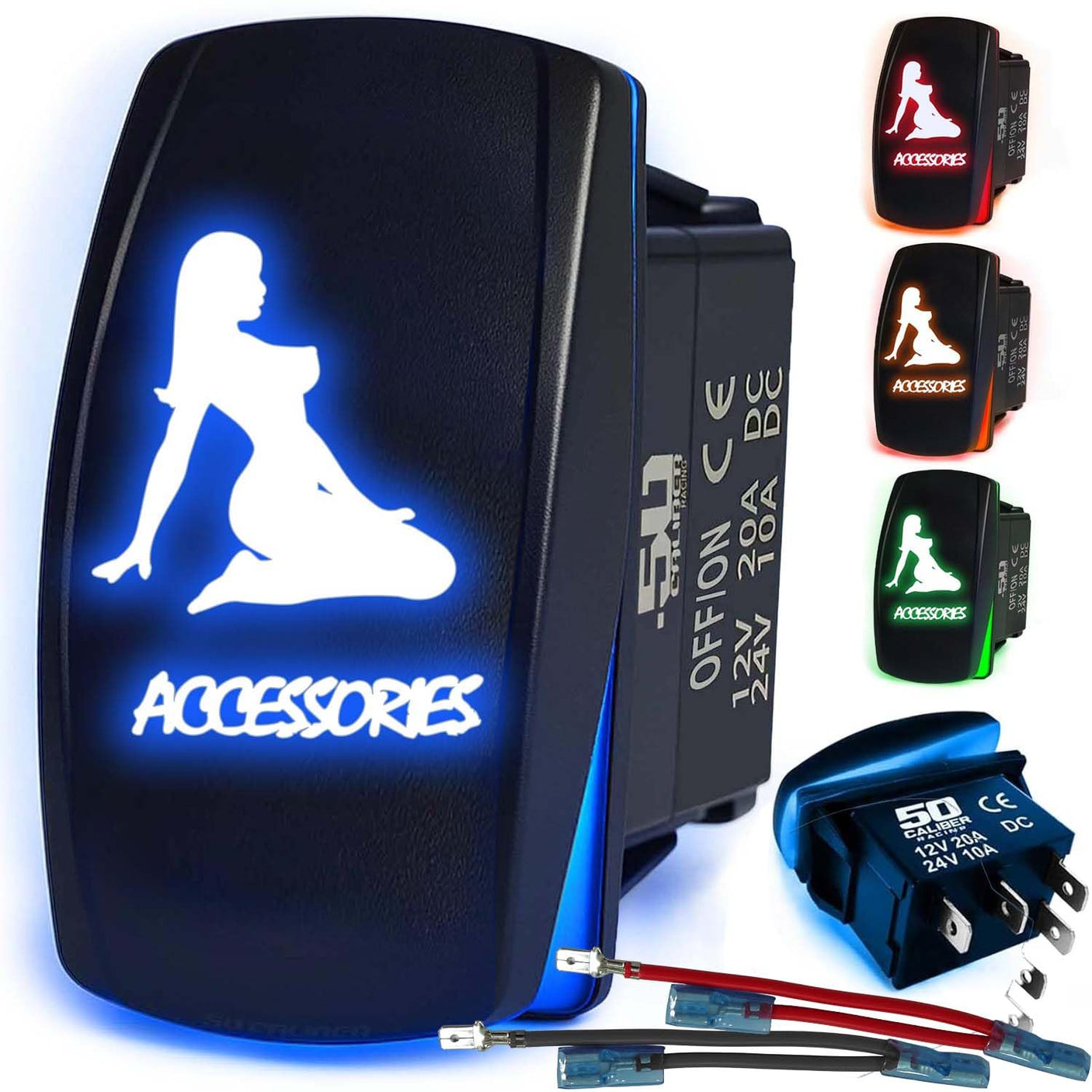 Waterproof Funny Rocker Switch - 12V ON/Off, LED Backlit with Custom Etched Design | R1 Industries