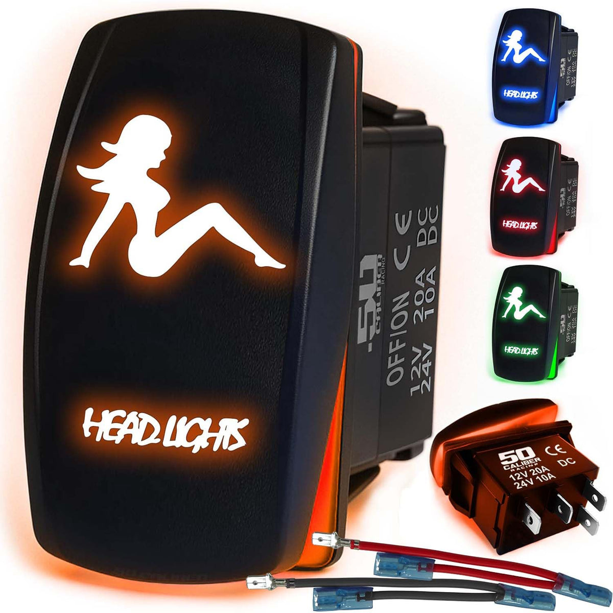 Waterproof Funny Rocker Switch - 12V ON/Off, LED Backlit with Custom Etched Design | R1 Industries
