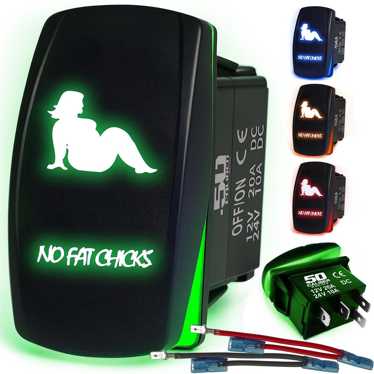 Waterproof Funny Rocker Switch - 12V ON/Off, LED Backlit with Custom Etched Design | R1 Industries