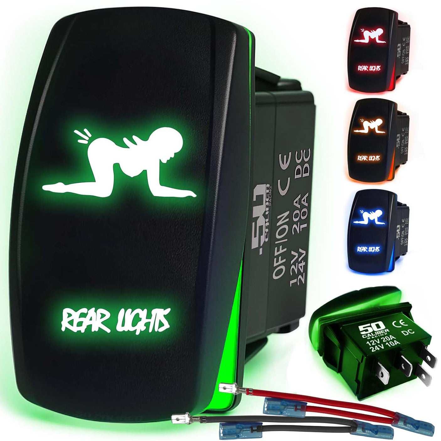 Waterproof Funny Rocker Switch - 12V ON/Off, LED Backlit with Custom Etched Design | R1 Industries