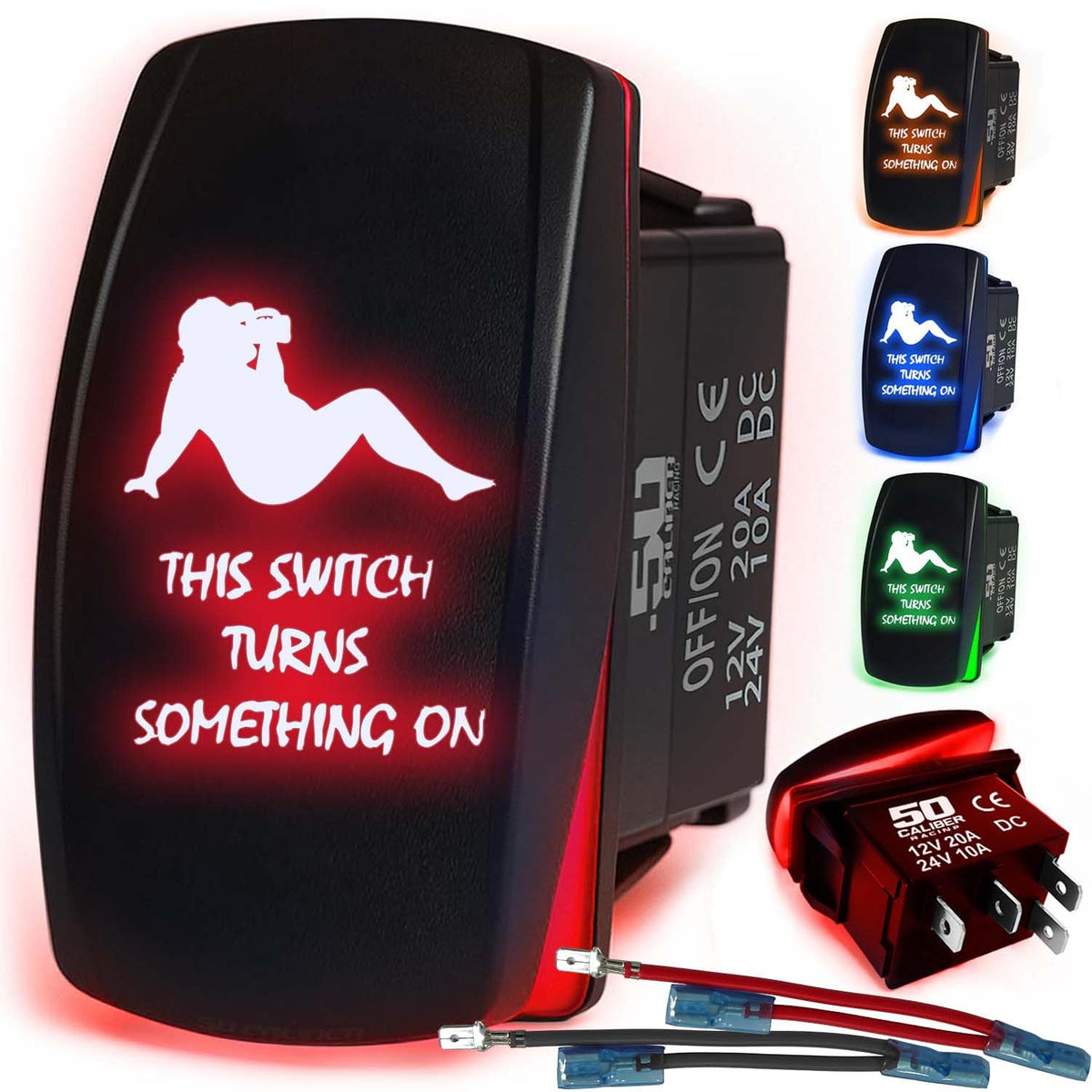 Waterproof Funny Rocker Switch - 12V ON/Off, LED Backlit with Custom Etched Design | R1 Industries
