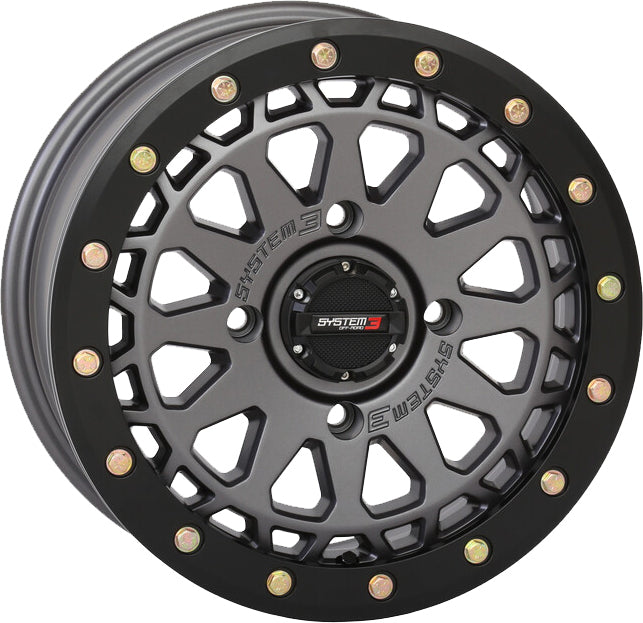 Photo of SYSTEM 3 SB6 BL WHEEL 15X7 4+3 (+10MM) 4/156 GUN METAL GREY by SYSTEM 3 - Premium Wheels for UTVs / Side by Sides
