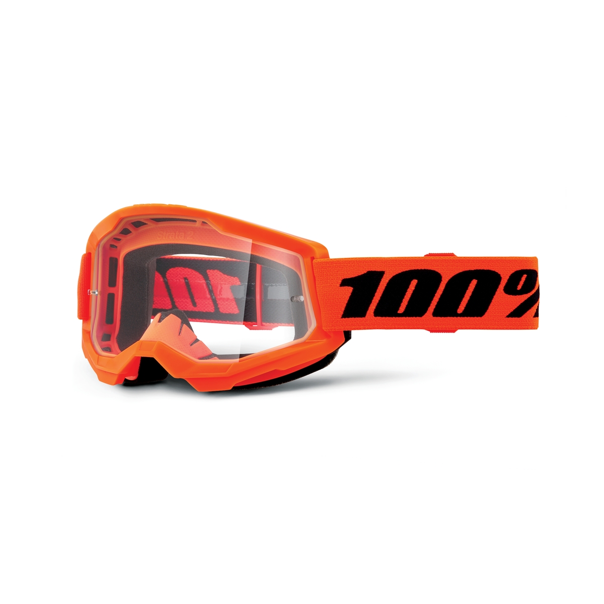 100% Strata 2 Goggles - Neon Orange Clear Lens
