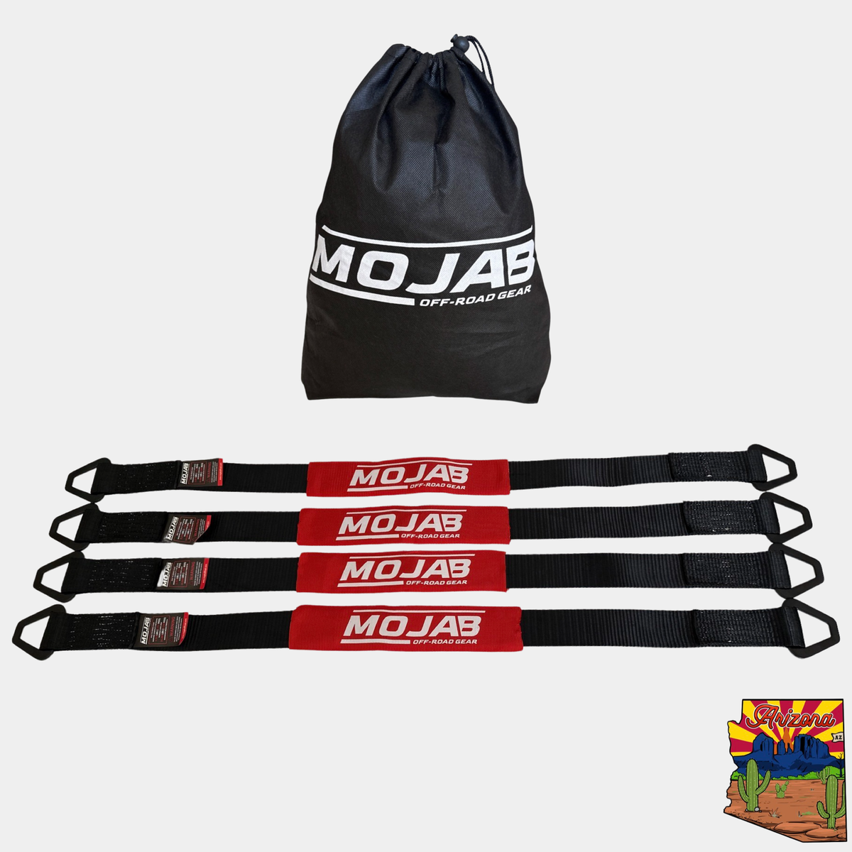 Photo of 2"x 39'' Axle Tie-down with rings (pack of 4) (Lifetime Warranty) by MOJAB OFFROAD - Premium Tie Downs for UTVs / Side by Sides