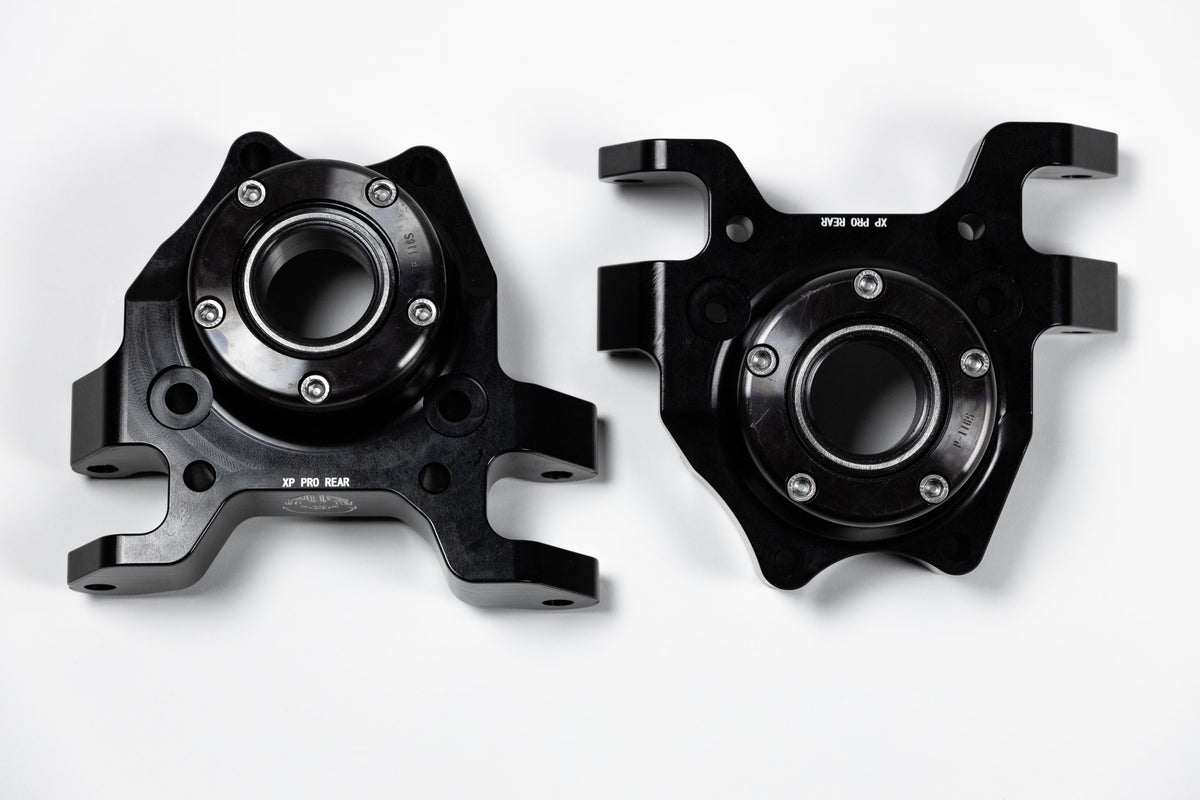 Polaris RZR XP Pro Rear Knuckles - 6061 Billet Aluminum, Sealed Bearing Carrier, Direct Bolt-In (Sold in Pairs)