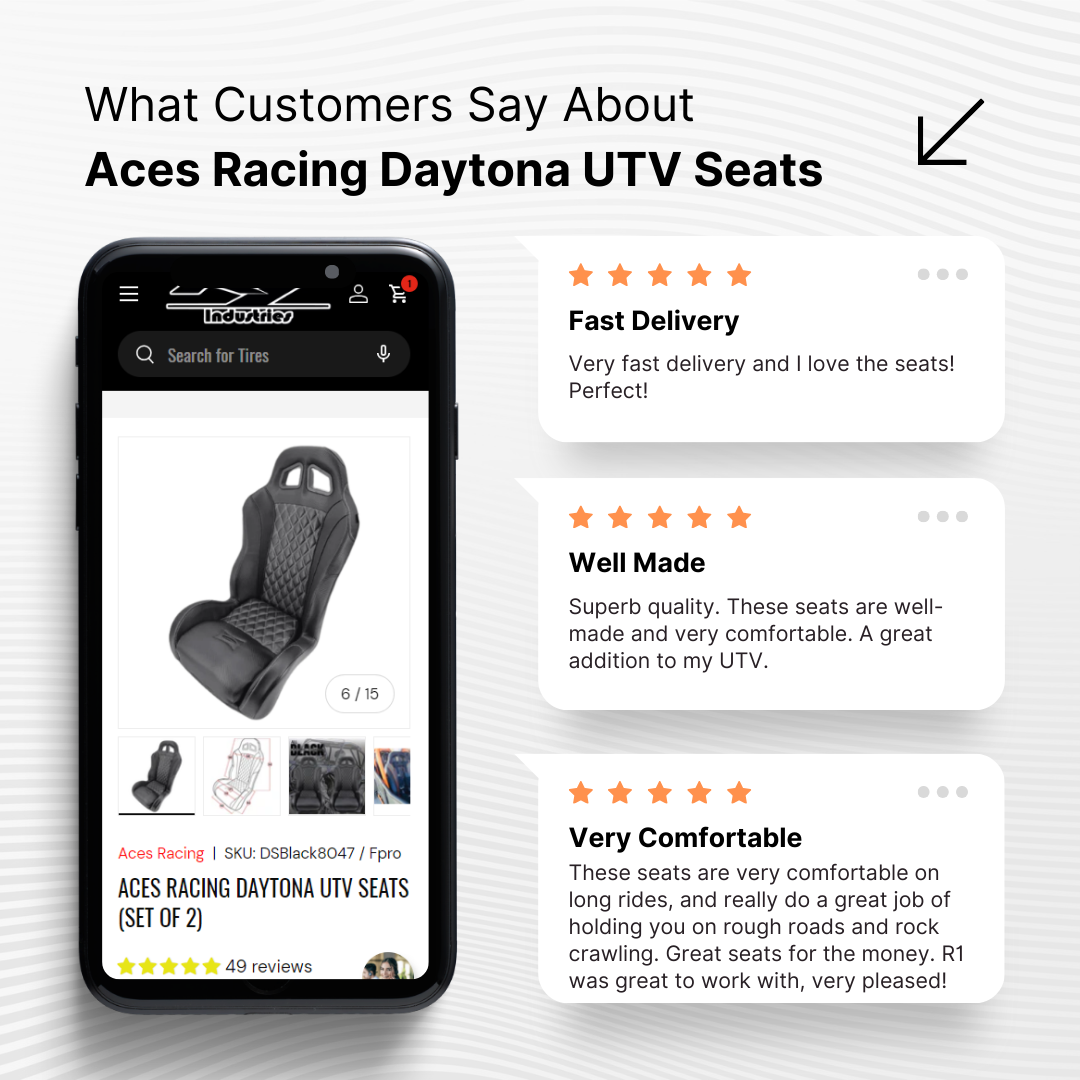 Photo of Aces Racing Daytona UTV Seats (Set of 2) - Premium Suspension Seats by Aces Racing - Premium Seats & Seat Accessories for UTVs / Side by Sides