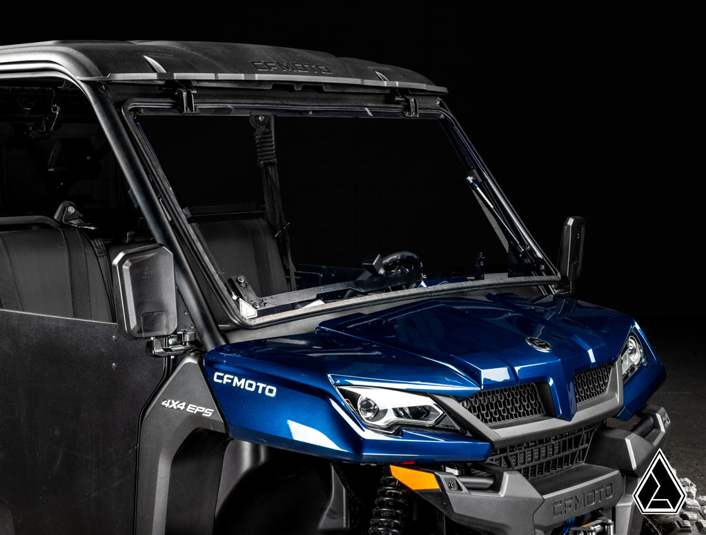 2019+ CFMOTO UForce 1000 Flip Windshield driver-side seal detail — Assault Industries
