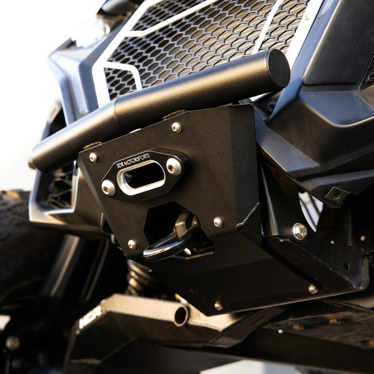 SDR Motorsports Single Tube Front Bumper with Winch Skid Plate for Can-Am Maverick R