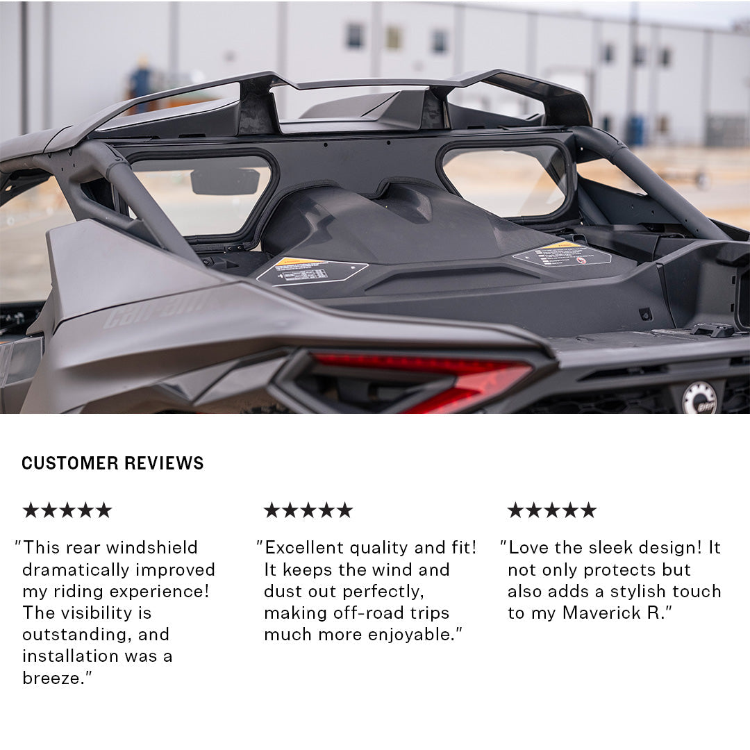 Can-Am Maverick R Rear Windshield - Impact-Resistant Polycarbonate