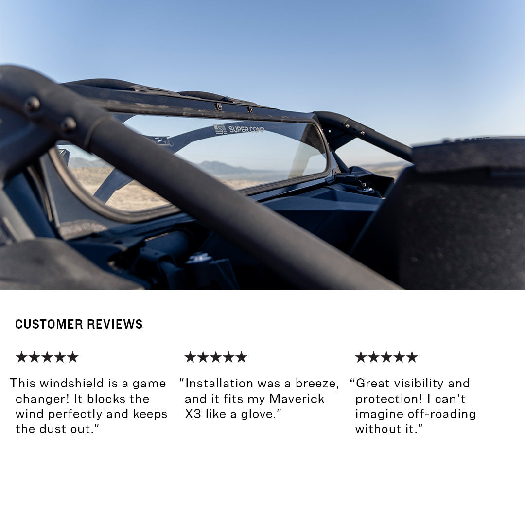 Photo of Can-Am Maverick X3 Tinted Rear Windshield by Super Comp - Premium Windshields for UTVs / Side by Sides