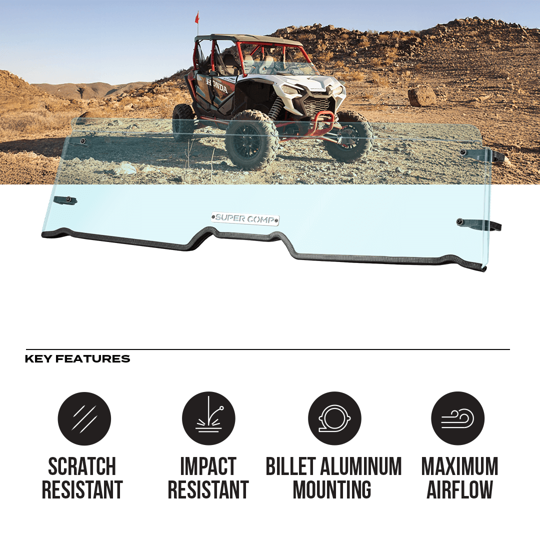 Photo of Honda Talon Polycarbonate Half Front Windshield by Super Comp - Premium Windshields for UTVs / Side by Sides