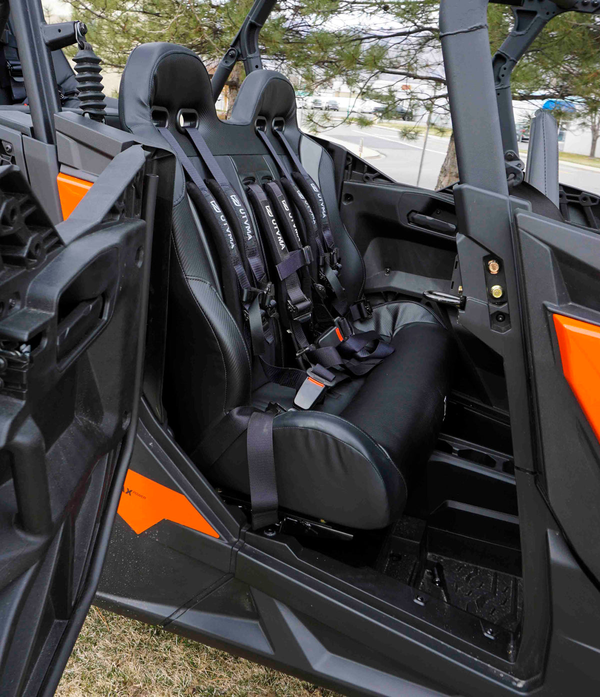 Photo of Maverick Sport Max Rear Bench with Harnesses (2019-2025) by UTV Mountain Accessories - Premium Seats & Accessories for UTVs / Side by Sides