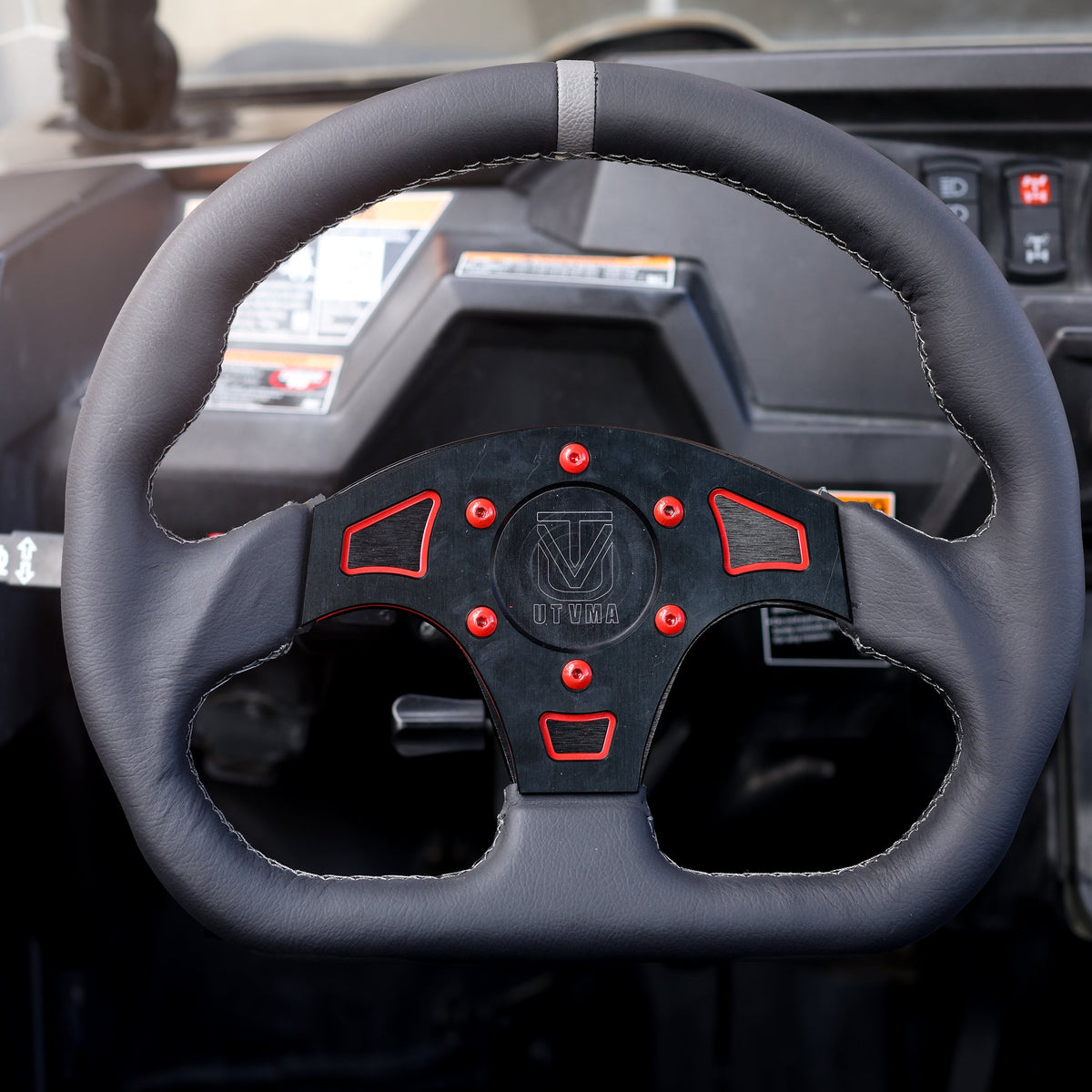 UTVMA DriftX UTV Leather Steering Wheel with Hub – Premium Grip, Universal Fit