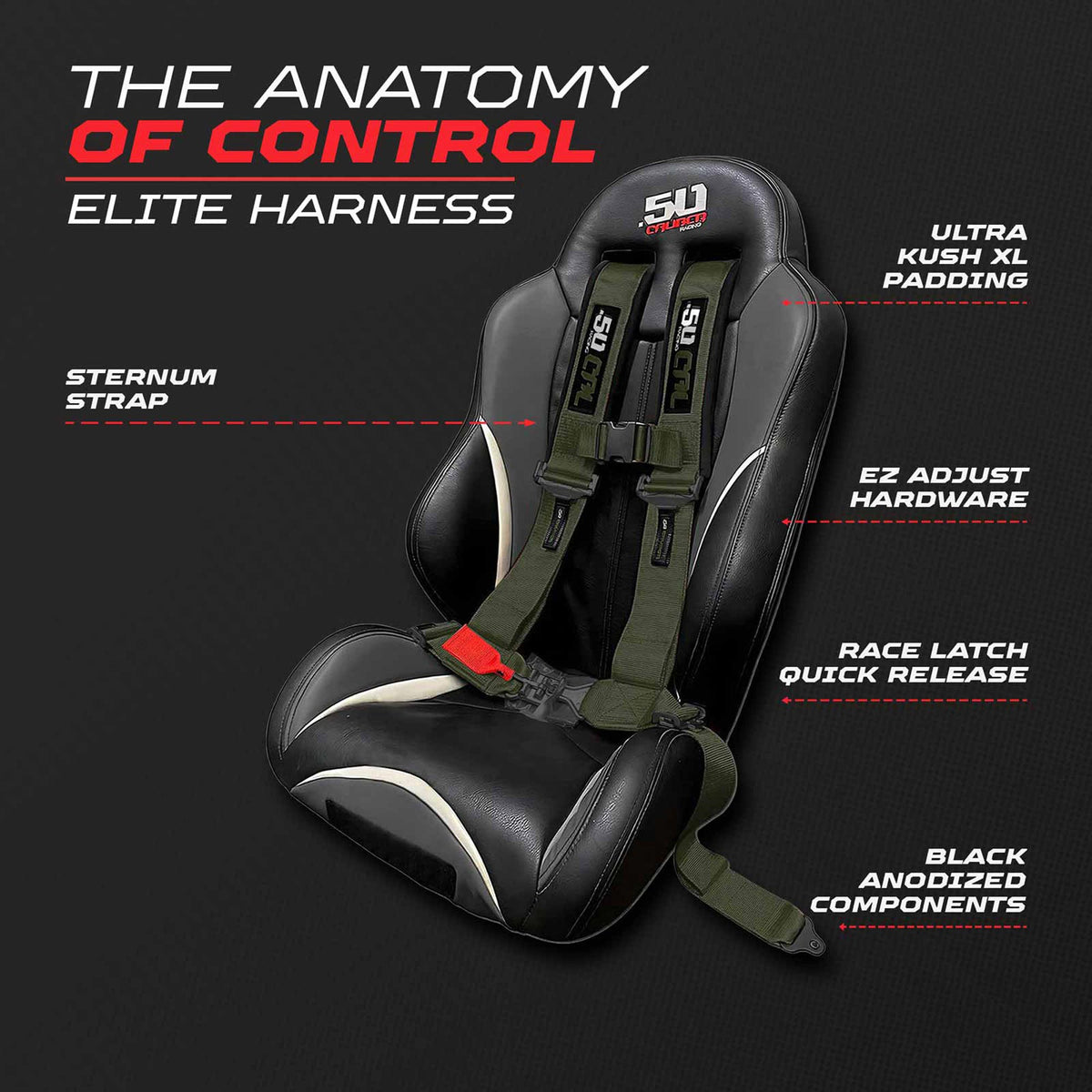 50 Caliber Elite EZ-Adjust 4/5-Point UTV Harness | 2" & 3"