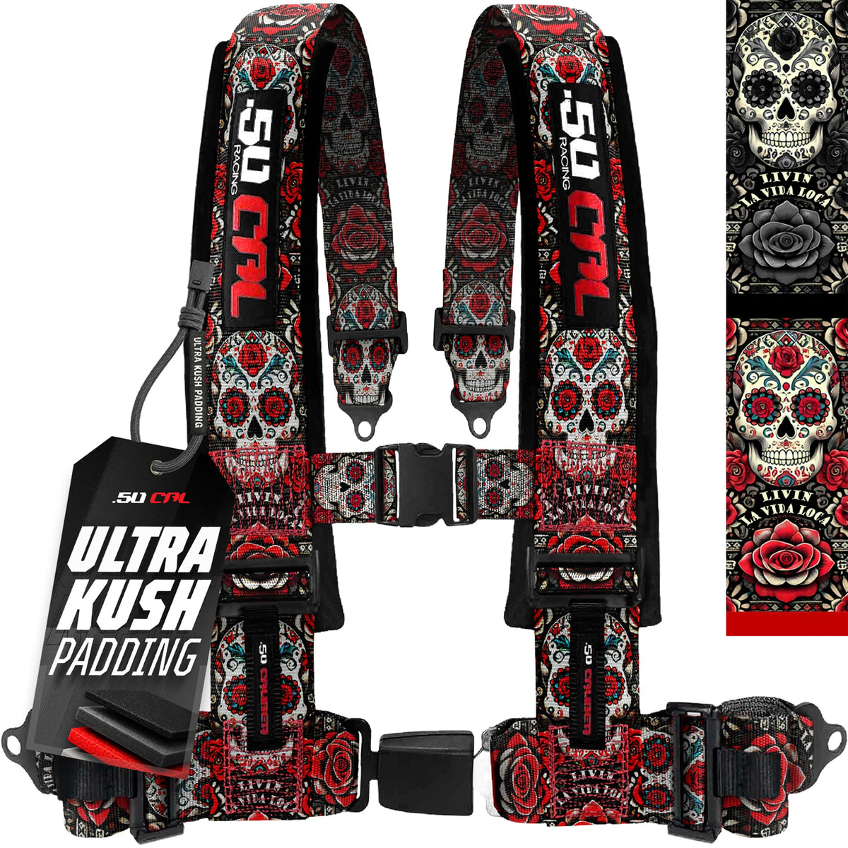 50 Caliber Racing Elite Series 4-Point UTV Harness | Ultra Kush Padding + Push Button Release | 2" & 3", 7 Colors